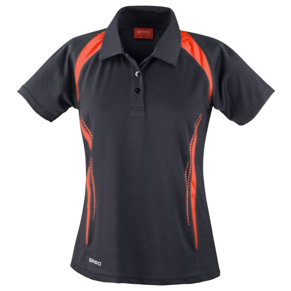 Spiro Womens/Ladies Sports Team Spirit Performance Polo Shirt / Black/Red